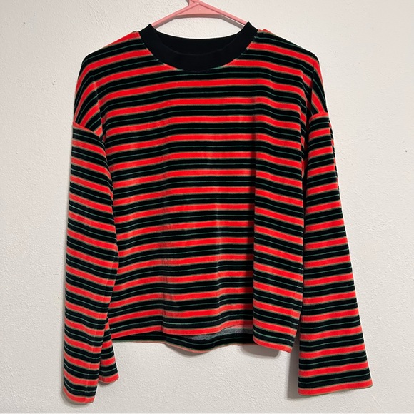 Madewell Striped Velour Wide-Sleeve Top - Picture 8 of 8